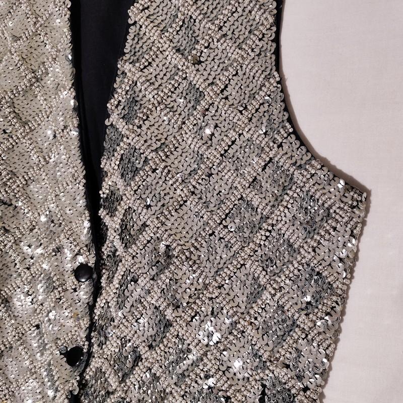 Women's VINTAGE Beaded Sequined Vest By Effeci Sz L