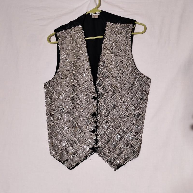 Women's VINTAGE Beaded Sequined Vest By Effeci Sz L