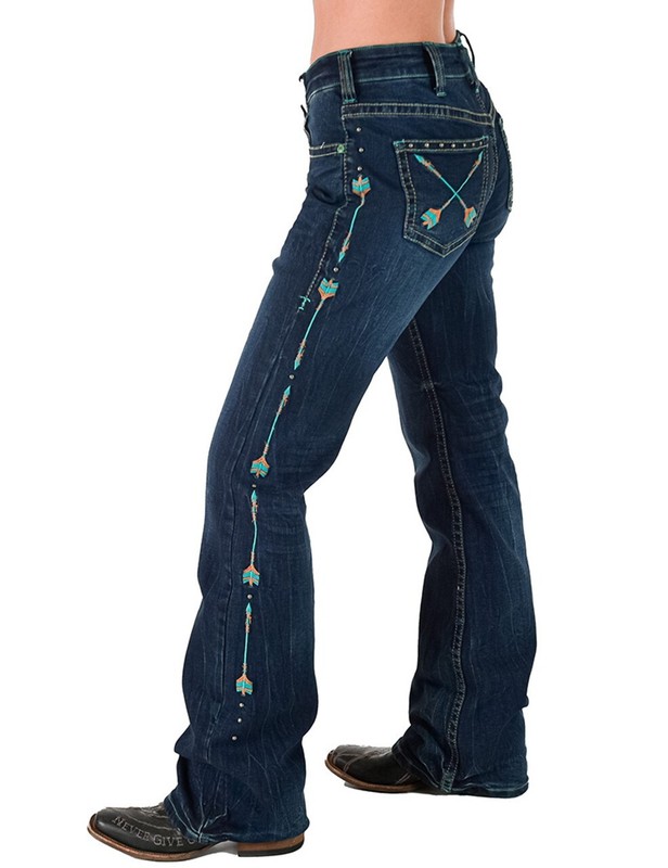 Women's Western Jeans- TURQUOISE ARROWS By COWGIRL TUFF COMPANY