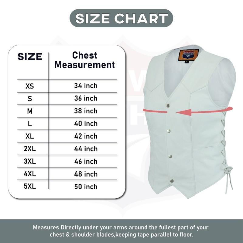 Women's White Leather Motorcycle Vest With Concealed Carry - Biker Club Vest