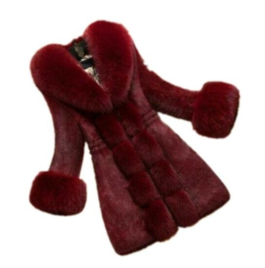 Women's Winter Faux Rabbit Fur Fox Fur Collar Coats Overcoat Warm Fashion Jacket
