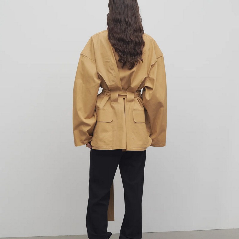 Women's Winter Wool Drawstring Hood Pocket Workwear Strap Loose Cotton Jackets