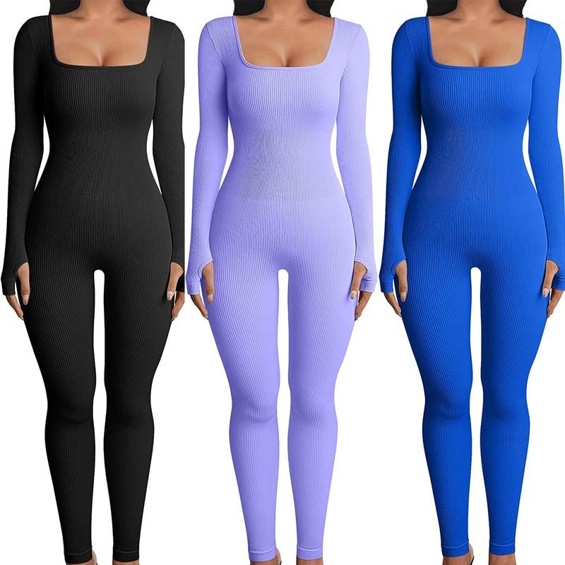 Women's Workout Jumpsuit Bodycon Yoga Training Bodysuit Activewear Clubwear