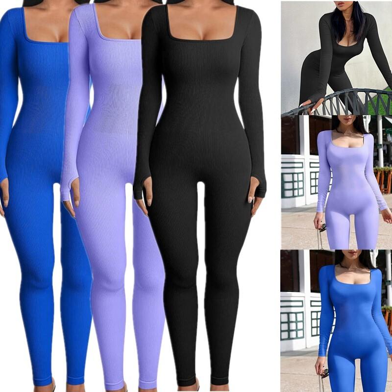 Women's Workout Jumpsuit Bodycon Yoga Training Bodysuit Activewear Clubwear