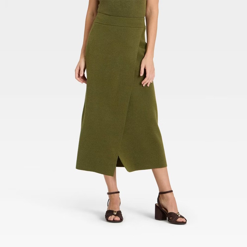 Women's Wrap Column Midi Skirt - A New Day