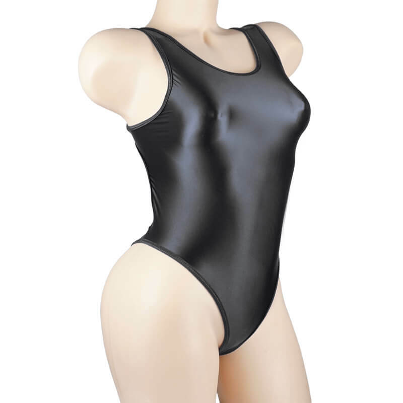 Women Satin Gloss Lingerie High Cut Thong Leotard Bikini Shiny Bodysuit Jumpsuit