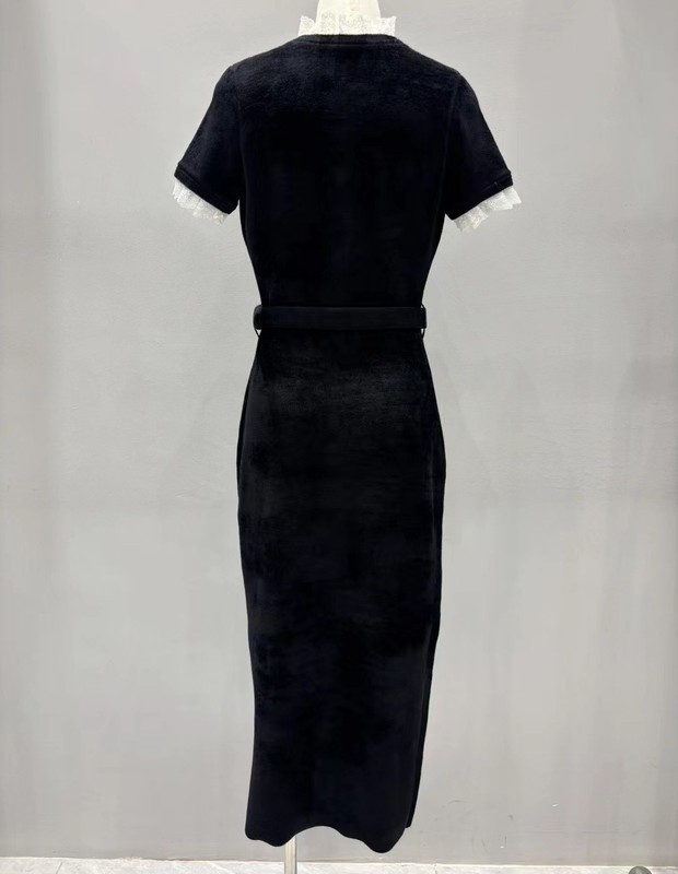 Women Self-Portrait Lace Collar Slim Fit Short Sleeve Midi Dress