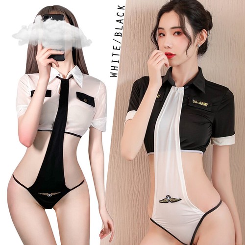 Women Sexy Lingerie Bodysuit G-string Underwear Police Uniform Cosplay Costume