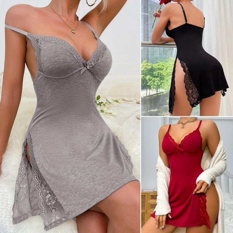 Women Sexy Lingerie Lace Cotton/Silk Dress Underwear Babydoll Nightwear Pajamas