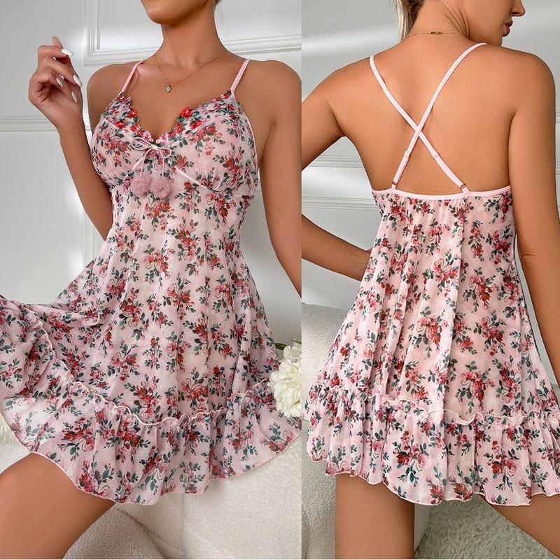 Women Sexy Lingerie Sheer Babydoll Sleepwear Underwear Nightgown Slip Dress Set