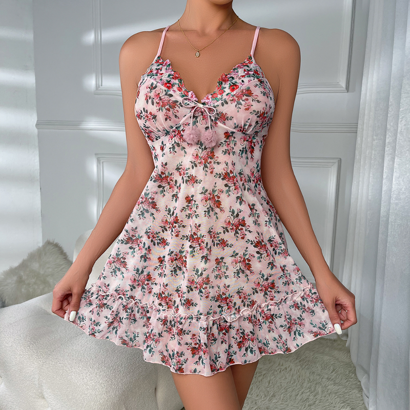 Women Sexy Lingerie Sheer Babydoll Sleepwear Underwear Nightgown Slip Dress Set