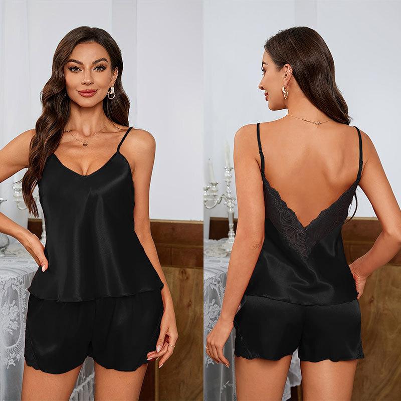Women Sexy Lingerie Silk Lace Robe Dress Babydoll Sleepwear Camisole Short Set