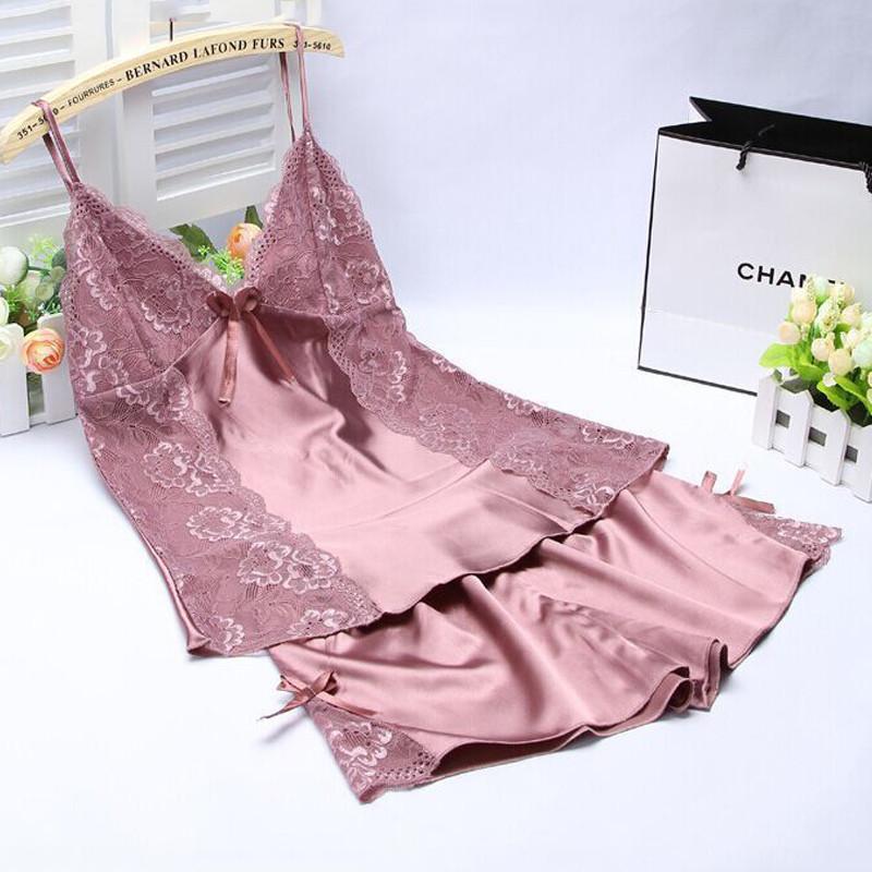 Women Sexy Lingerie Silk Lace Robe Dress Babydoll Sleepwear Camisole Short Set