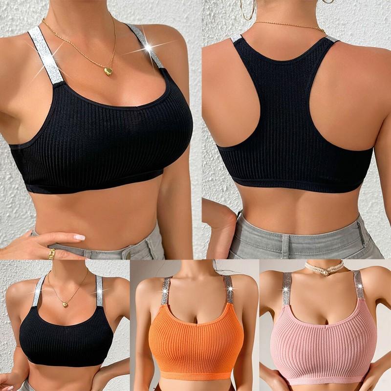 Women Sexy Solid Backless Tank Crop Top Push Up Bra Clubwear Party Tee Lingerie