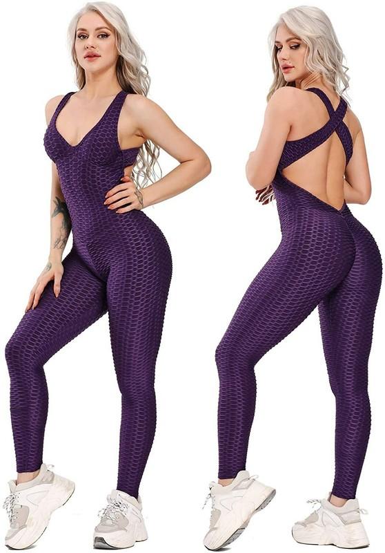 Women Sexy Sport Bodysuit Tight Fitting Jumpsuit Sleeveless Slim Body Romper