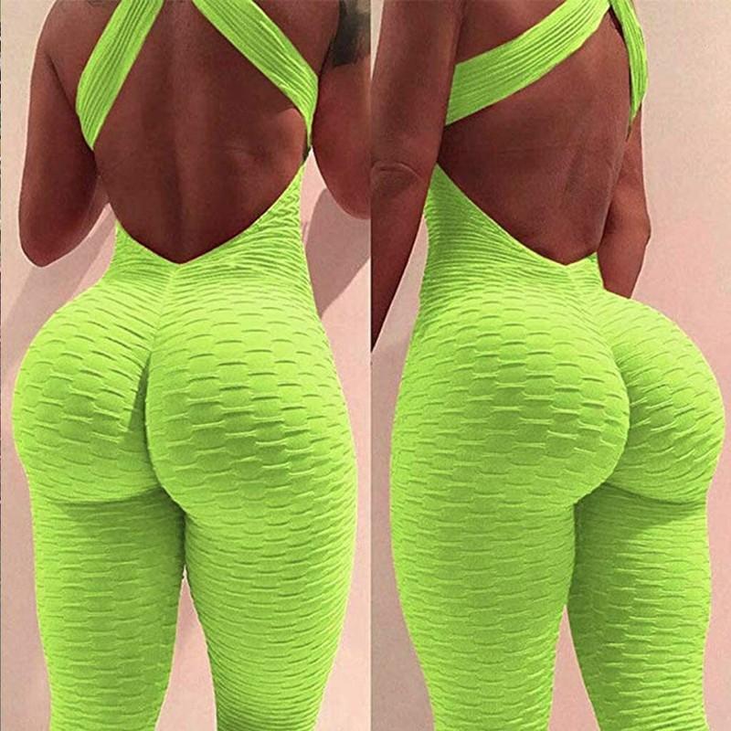 Women Sexy Sport Bodysuit Tight Fitting Jumpsuit Sleeveless Slim Body Romper
