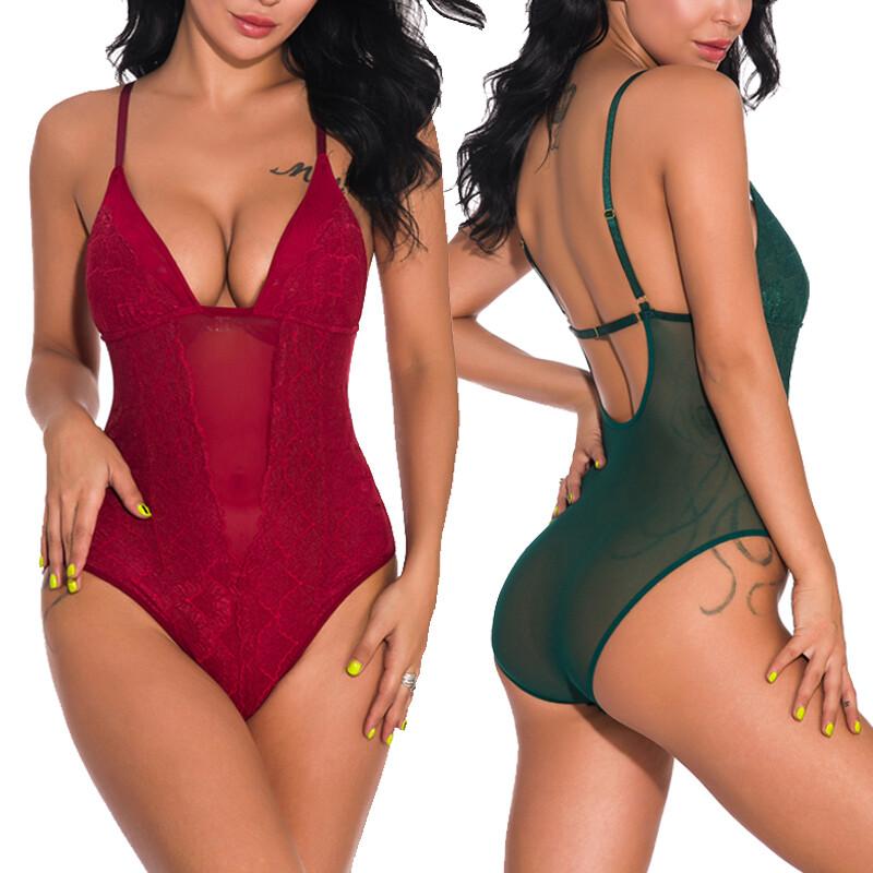 Women Sexy V Neck One Piece Bodysuit Leotard Top Blouse Jumpsuit Romper US