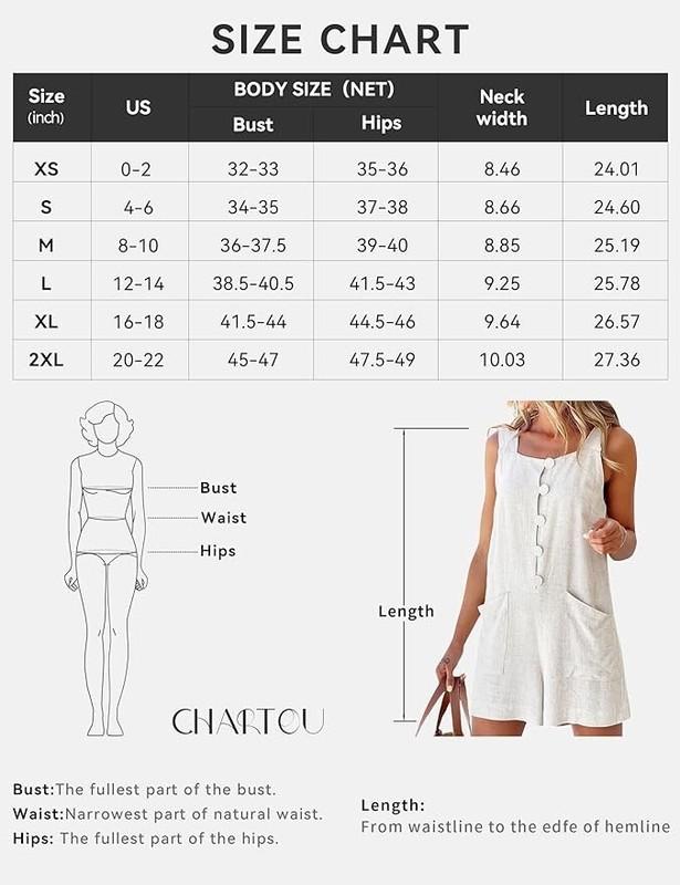 Women Shorts Overall Front Button Cotton Linen Summer Wide Leg Shorts Romper