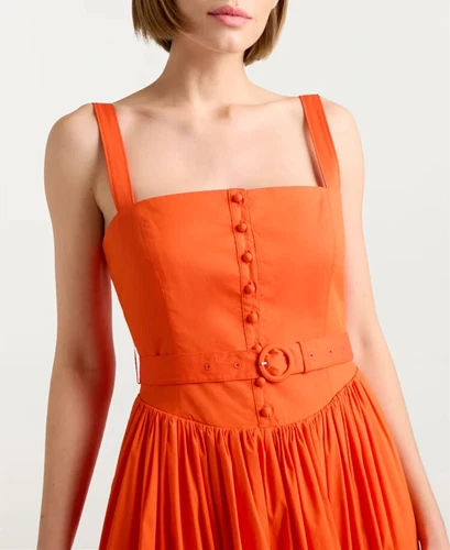 Women Square Neck High Waist Backless Tank Midi Dress