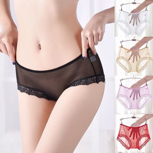 Women Summer Mesh Briefs Underwear Sheer Low Waist Sexy Thong Panties Seamless