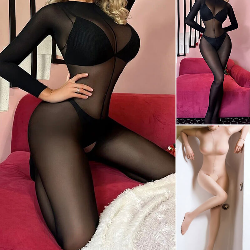 Women Super Elastic Sheer Jumpsuit Lingerie Full Bodystocking Bodysuit Pantyhose