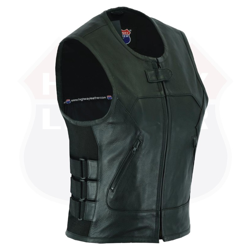 Women SWAT Bullet Proof Style Leather Motorcycle Vest Bikers Club #HL14200