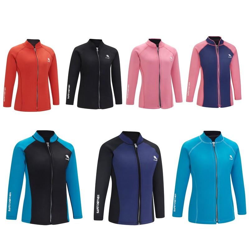 Women Swimsuit Snorkeling Jacket 2mm Neoprene Top Coat Long Sleeve Thermal
