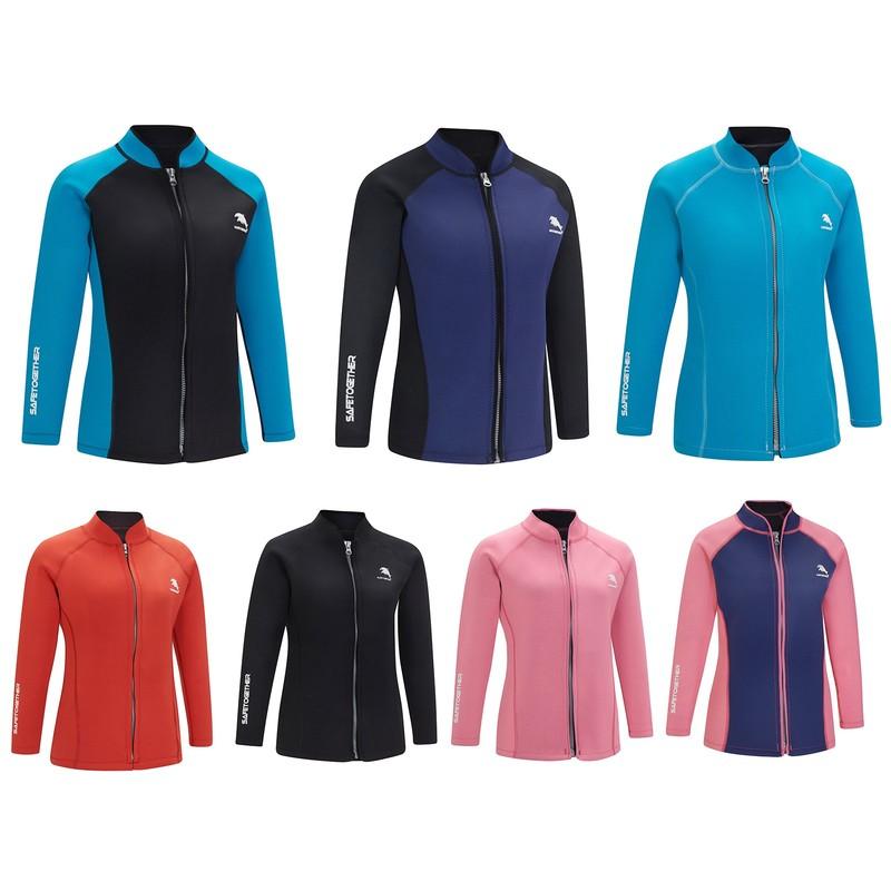 Women Swimsuit Snorkeling Jacket 2mm Neoprene Top Coat Long Sleeve Thermal