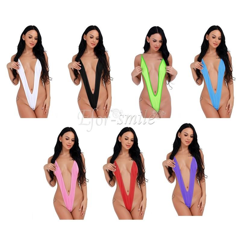 Women Swimwear Bikini Micro V-string Thong G-String One Piece Monokini