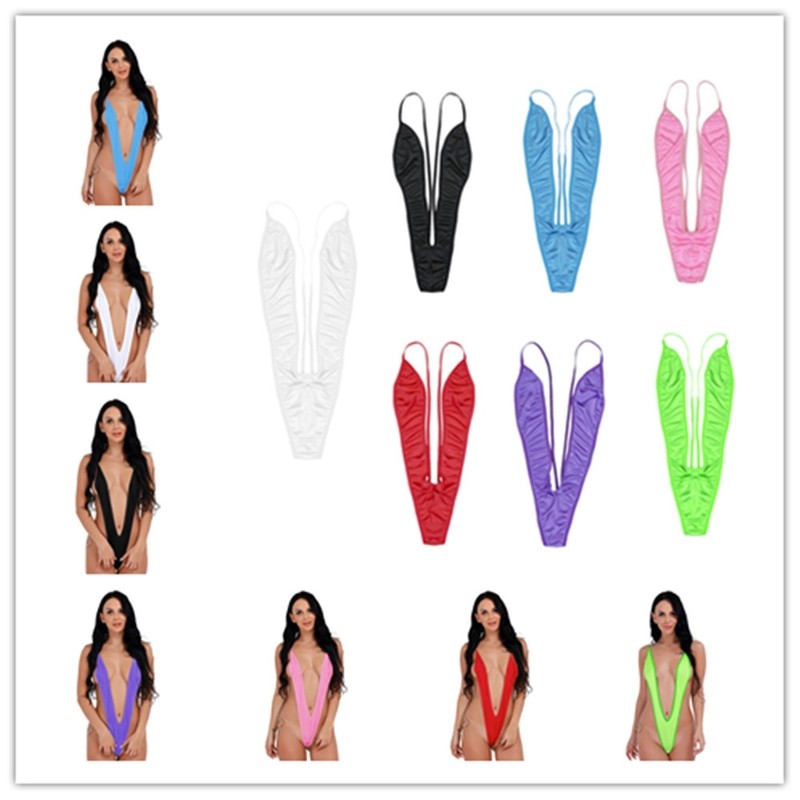 Women Swimwear Bikini Micro V-string Thong G-String One Piece Monokini