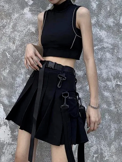 Women Techwear Skirt Skirts Ladies Tech Wear Cyberpunk Gothic Emo Punk Ravewear