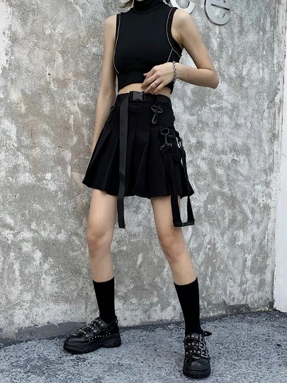 Women Techwear Skirt Skirts Ladies Tech Wear Cyberpunk Gothic Emo Punk Ravewear