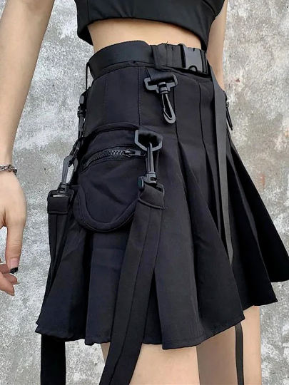 Women Techwear Skirt Skirts Ladies Tech Wear Cyberpunk Gothic Emo Punk Ravewear