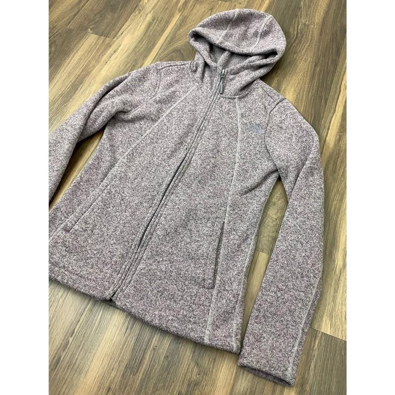 Women The North Face Crescent Zip-up Hooded Heather Fleece Jacket Coat XS
