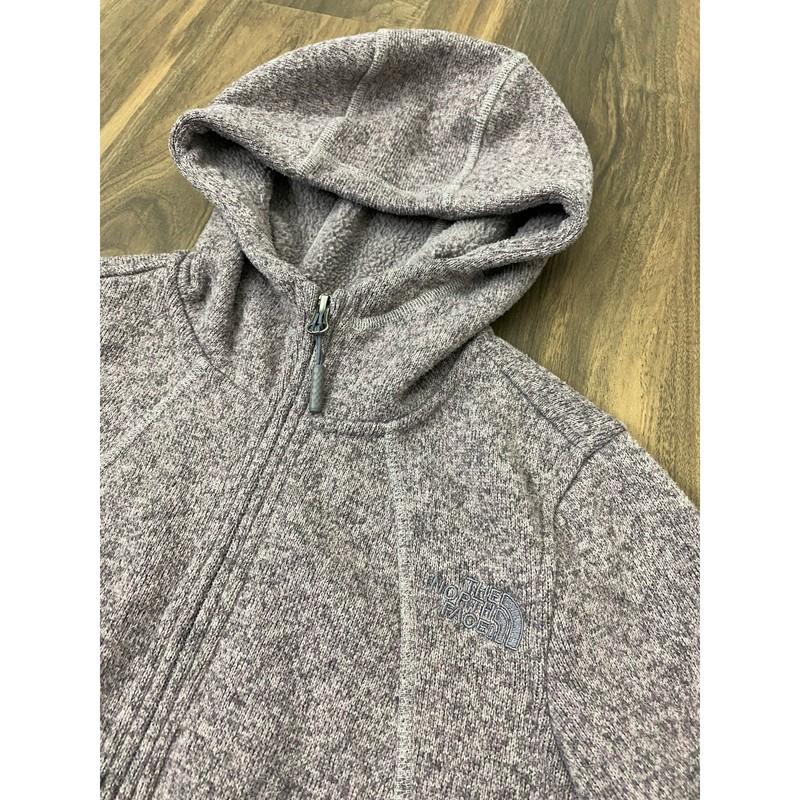 Women The North Face Crescent Zip-up Hooded Heather Fleece Jacket Coat XS