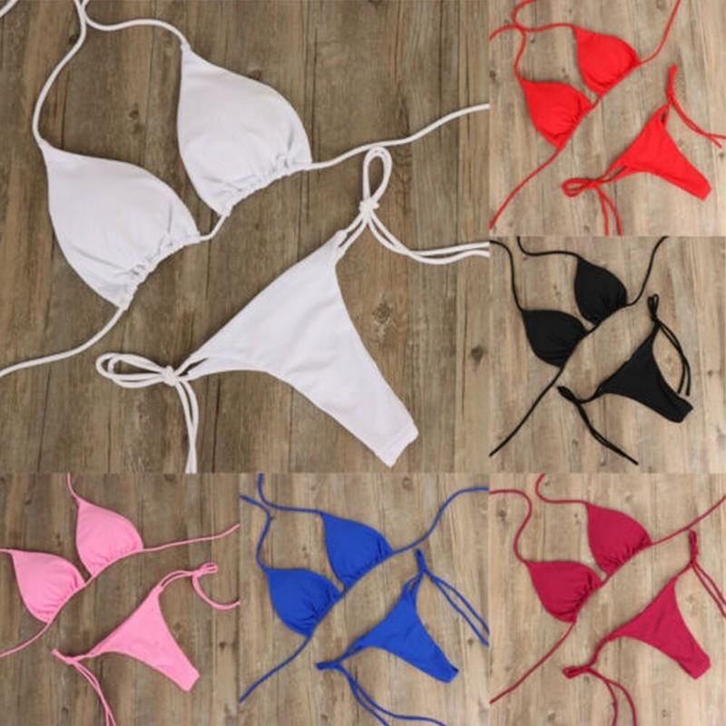 Women Thong Bikini Set Side Tie Sexy Swimsuit Bandage Style Brazilian Swimwear