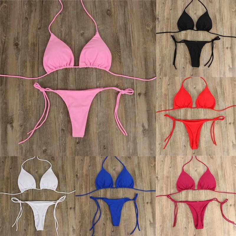 Women Thong Bikini Set Side Tie Sexy Swimsuit Bandage Style Brazilian Swimwear