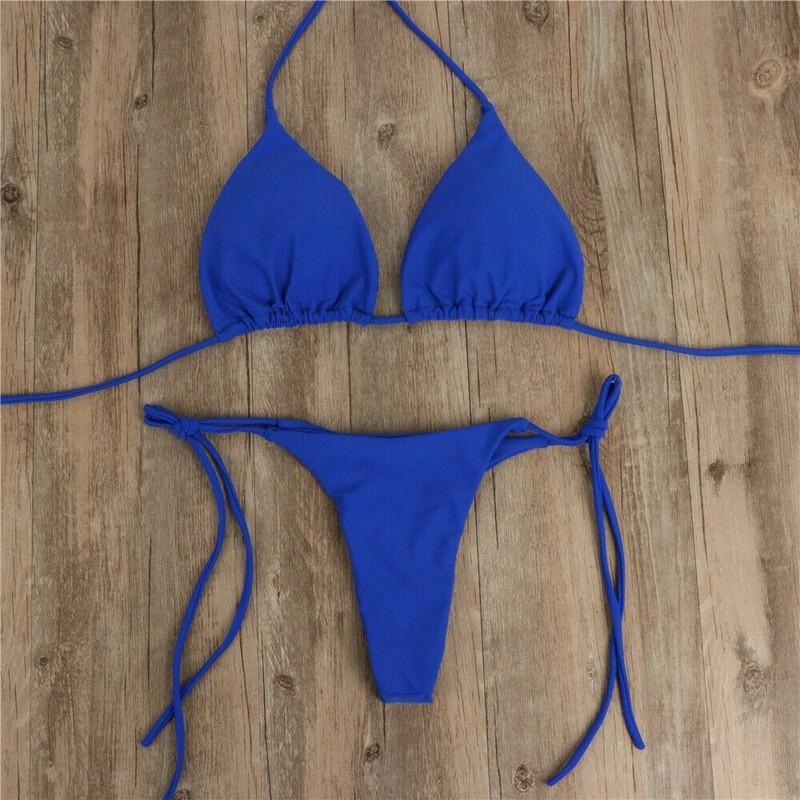 Women Thong Bikini Set Side Tie Sexy-Swimsuit Bandage Style Brazilian Swimwear