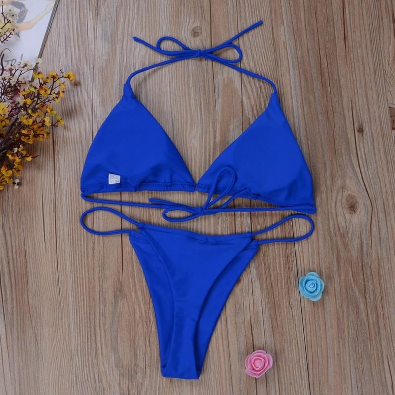 Women Thong Bikini Set Side Tie Sexy-Swimsuit Bandage Style Brazilian Swimwear