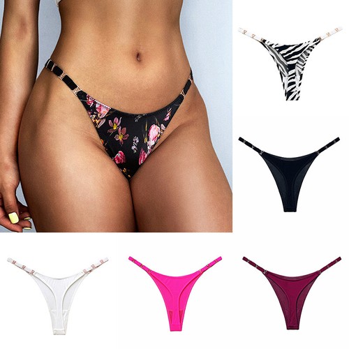 Women Thong Panties Print Sexy Low Rise G String T Back Underwear Underpants