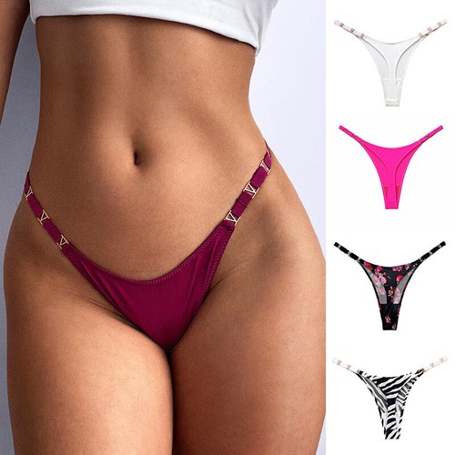 Women Thong Panties Print Sexy Low Rise G String T Back Underwear Underpants