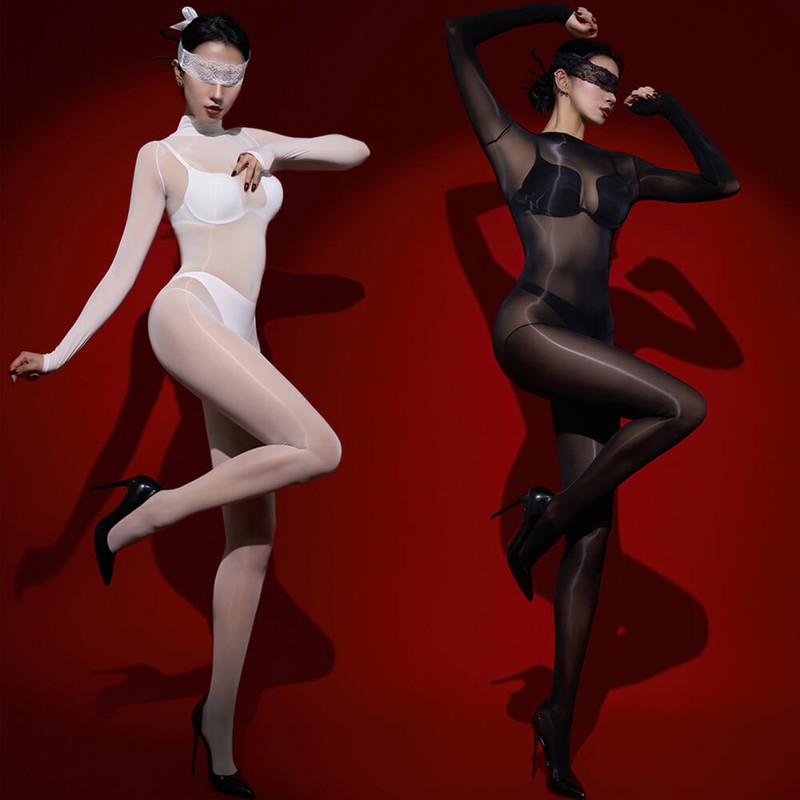 Women Ultra-thin Shiny Full Bodystocking Sheer Nylon Pantyhose Bodysuit Jumpsuit