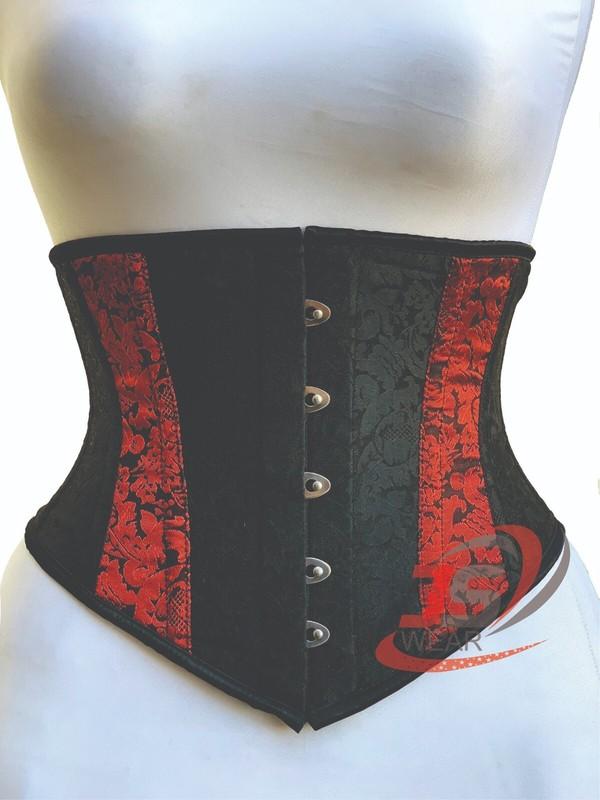 Women underbust black red Brocade Steel Boned waist trainer body shaper corsets