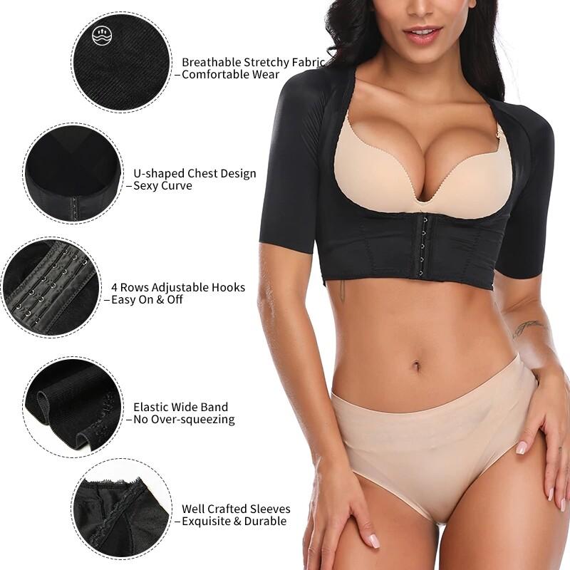 Women Upper Arm Shaper Slimmer Compression Sleeves Wrap Posture Corrector Top