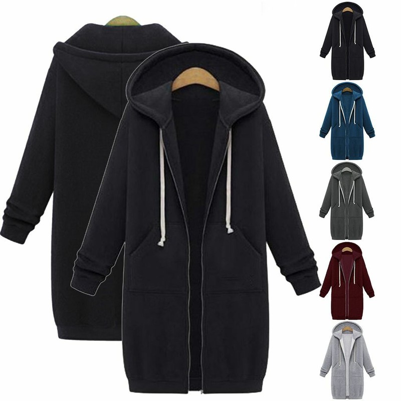 Women Winter Warm Hoodie Sweater Hooded Zipper Long Jacket Coat Sweatshirt Lot