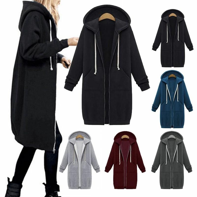 Women Winter Warm Hoodie Sweater Hooded Zipper Long Jacket Coat Sweatshirt Lot