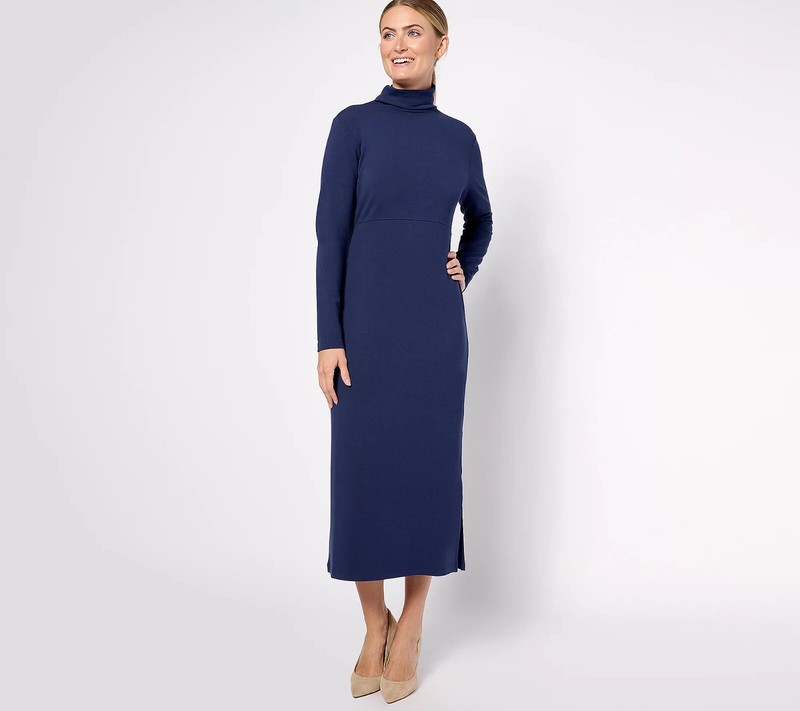 Women with Control Finespun Jersey Tummy Crl Midi Dress-Blue-Tall XL-NWT-A623041