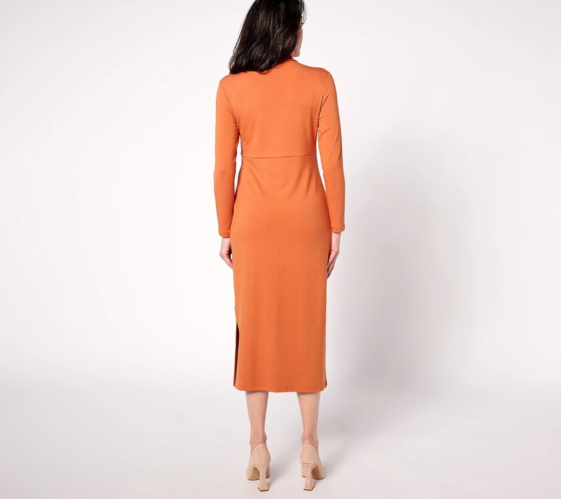 Women With Control Fnspn Jersy Tummy Control Midi Dress-Foliag-Petite XS-A623040