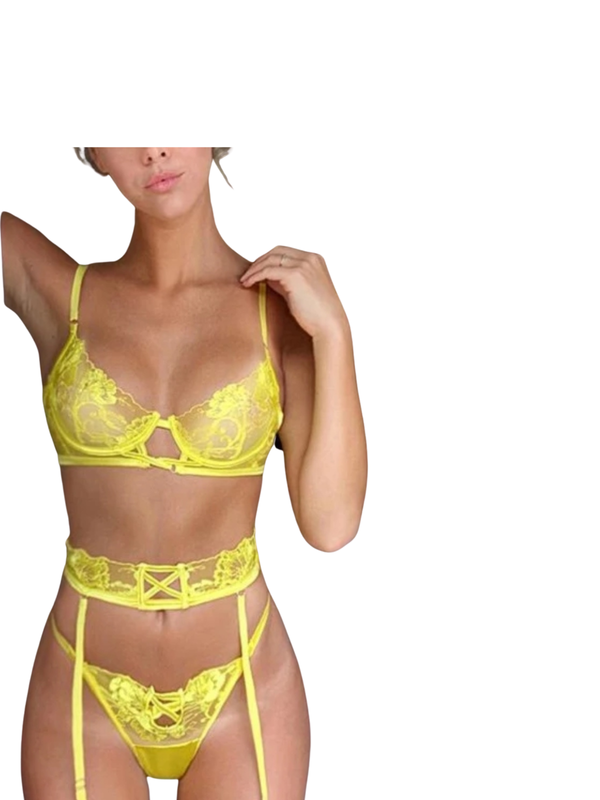 Women yellow lingerie set
