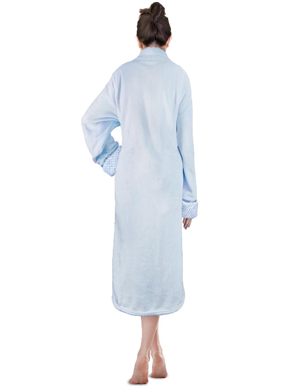 Women Zipper Robe Housecoat Fleece Lounger Front Zip Up Robe Full Length Ladies